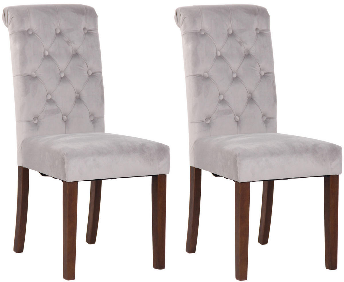 ESSZIMMERSTÜHLE 2er-Set WALES Samt 98x45x63 cm grau Holz - Grau, Holz (45/98/63cm) - DELUKE