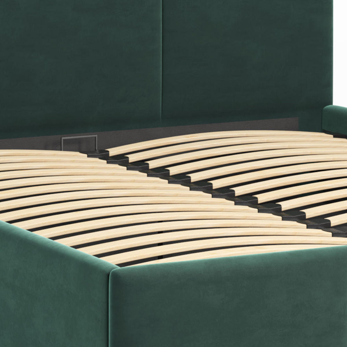 POLSTERBETT 140×200 mit Bettkasten und Lattenrost Nela HLR-54 Flaschengrün Velours - Dunkelgrün, Holz/Textil (140/200cm) - Jana