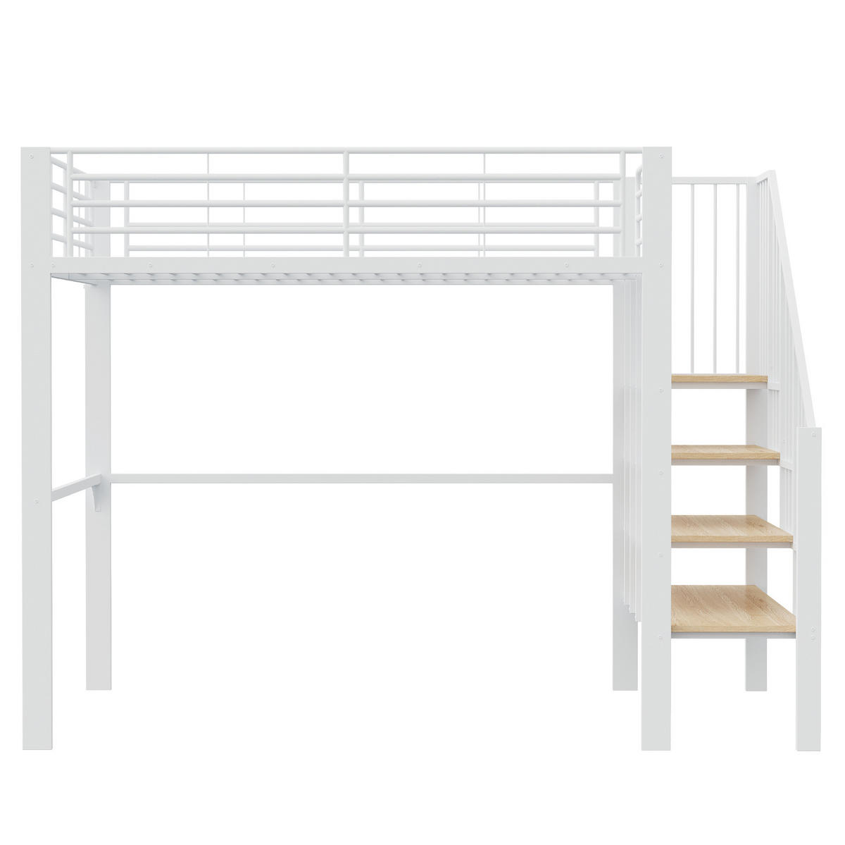 HOCHBETT 140/200 cm in Weiß aus Metall mit Treppe und Stauraum - Weiß, Metall (140/200cm) - Flora Grace