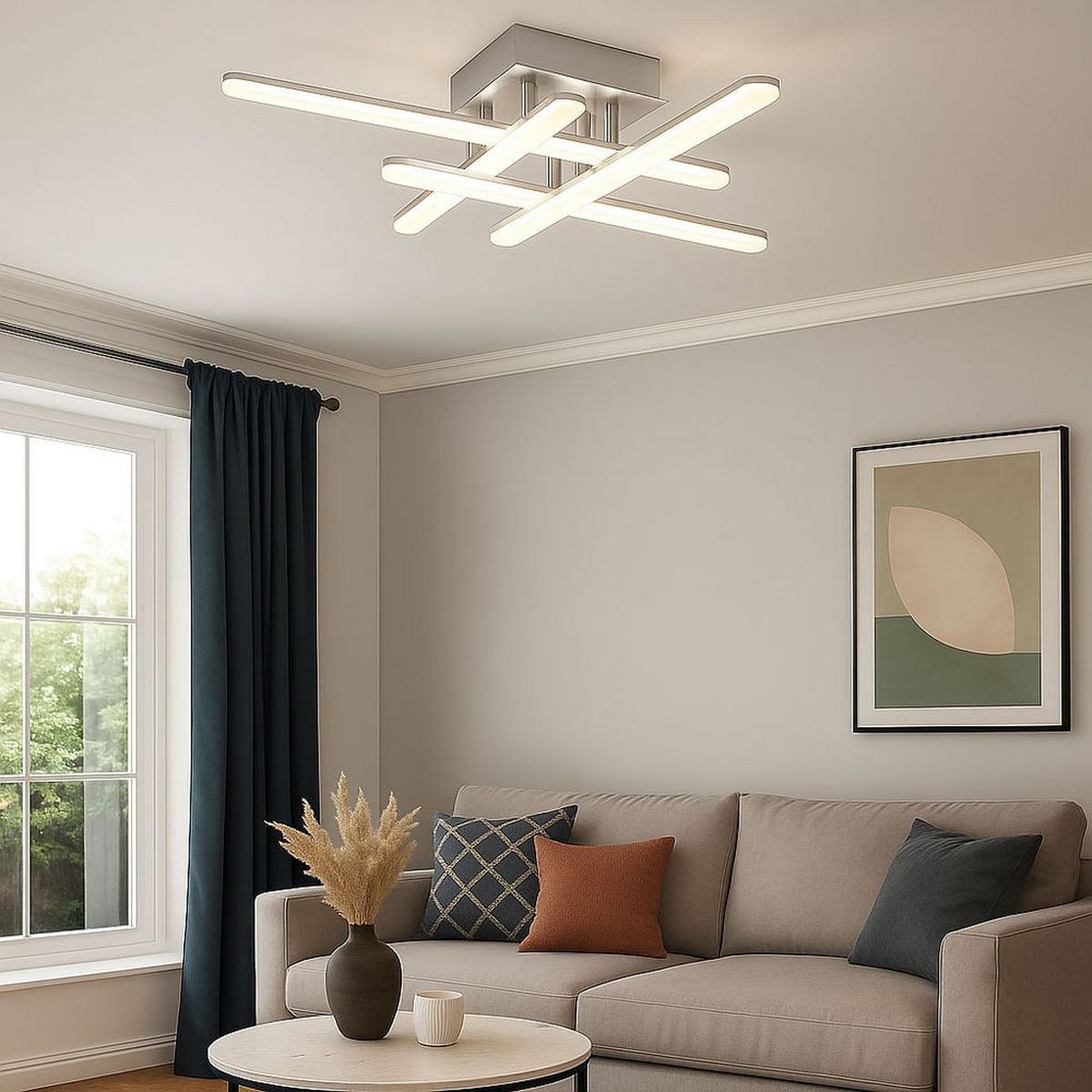 LED DECKENLEUCHTE Trentino Silber Metall - Silberfarben, Metall (55/55/11.5cm) - Globo Lighting