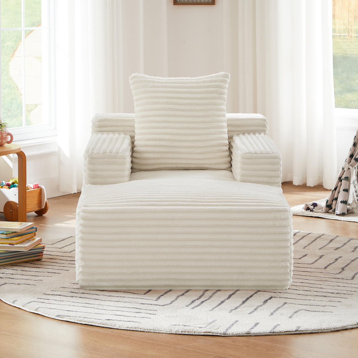 SCHLAFSESSEL DE-34920 Cord mit Schlaffunktion Beige - Beige, Textil (81/50/117cm) - ComfortXL