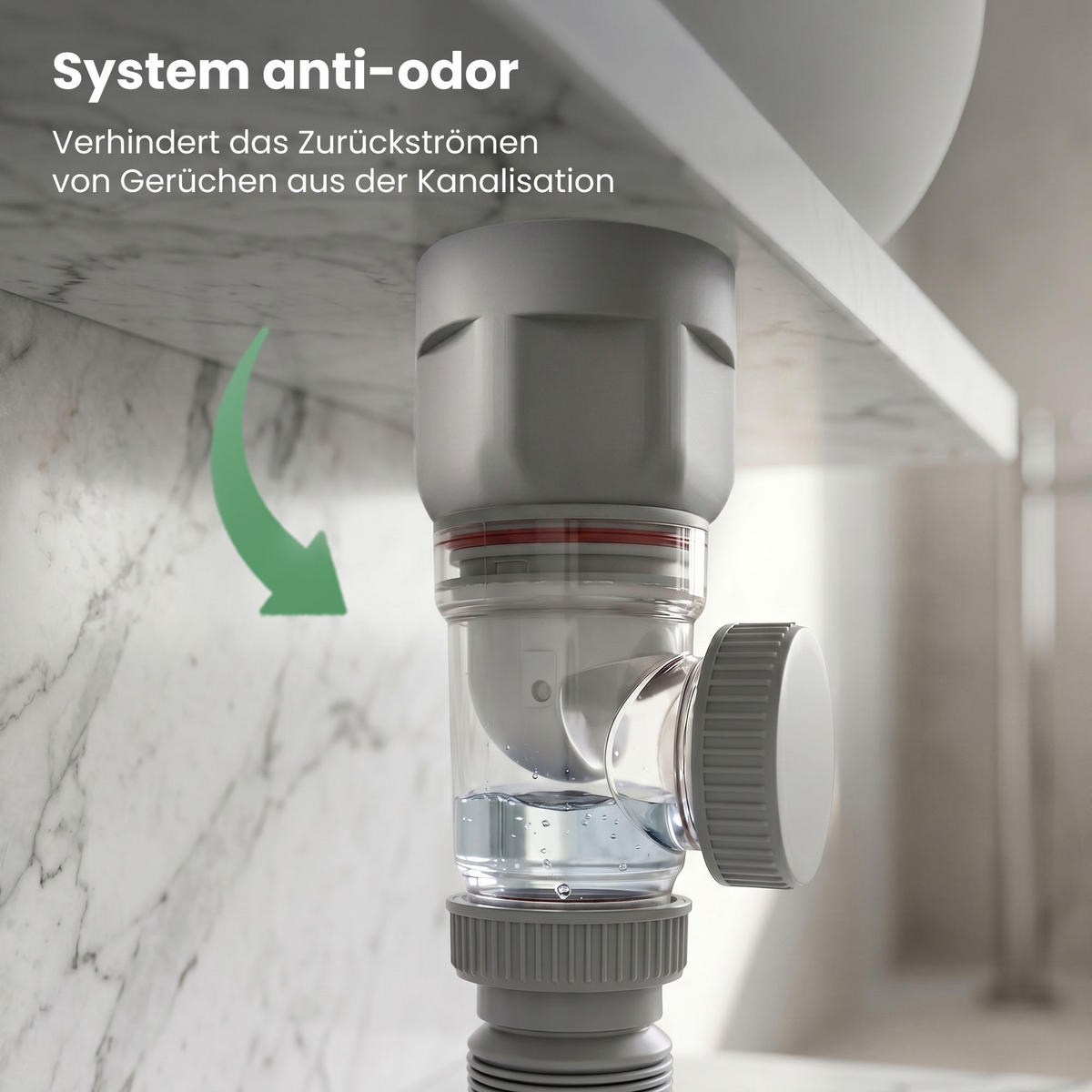 WASCHBECKEN-SIPHON Grau - Grau, Kunststoff (6.5/10/10cm) - Akord
