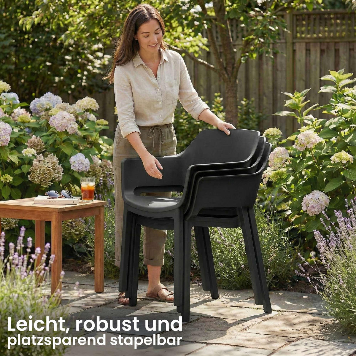 GARTENSTUHL Kunststoff Schwarz - Schwarz, Kunststoff (60/90/65cm) - CLP