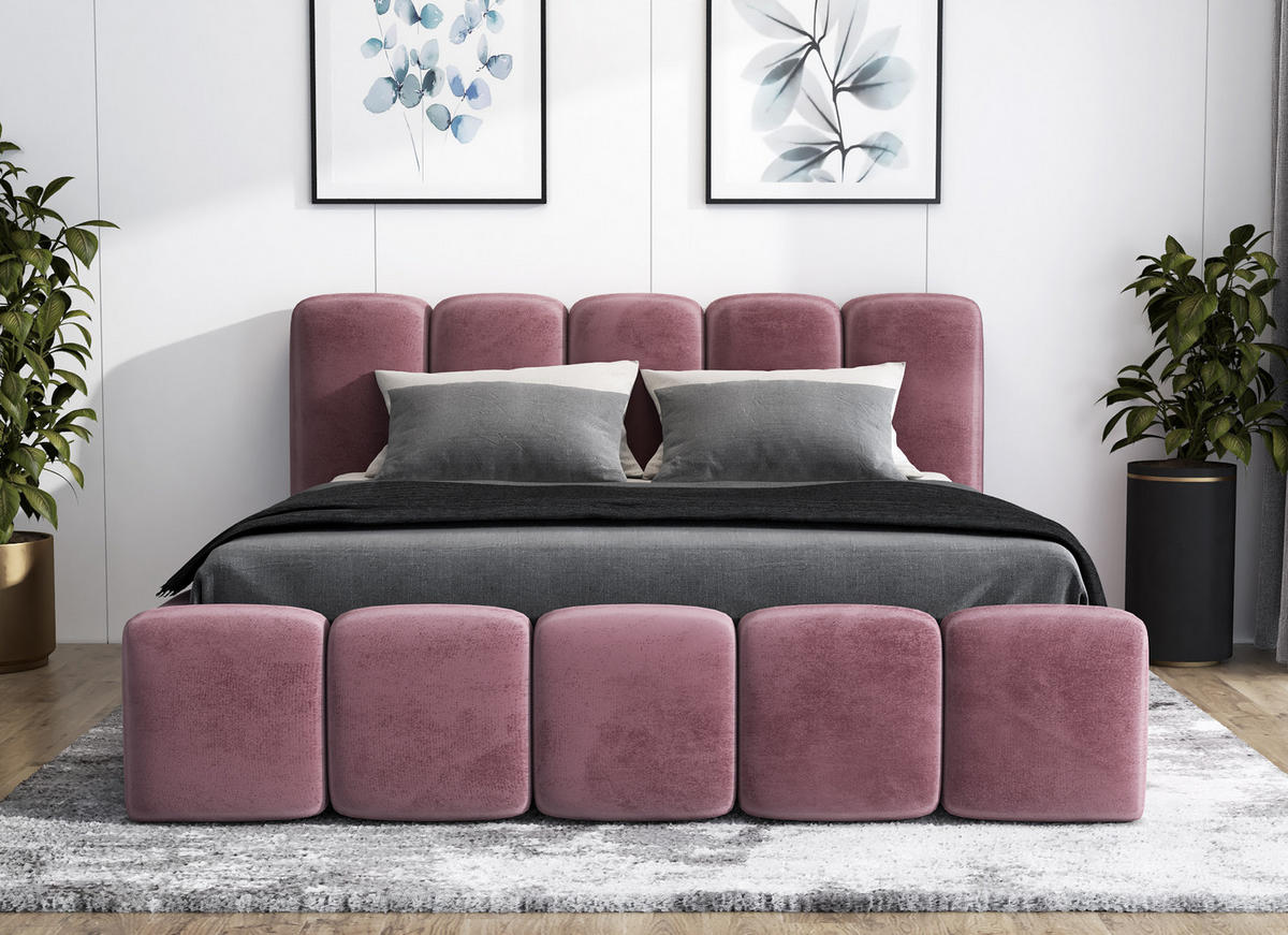 POLSTERBETT SONIC mit Matratze H2 140x200 Rosa - Rosa, Textil (140/200cm) - A&J MöbelLand