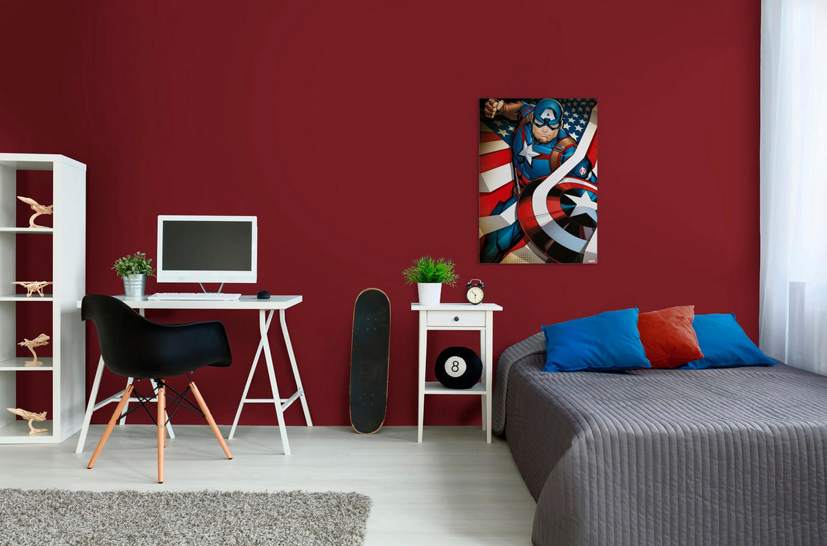 LEINWANDBILD Marvel Captain America - Leinwand 50x70cm - Multicolor, Holzwerkstoff (70/50cm) - Marvel