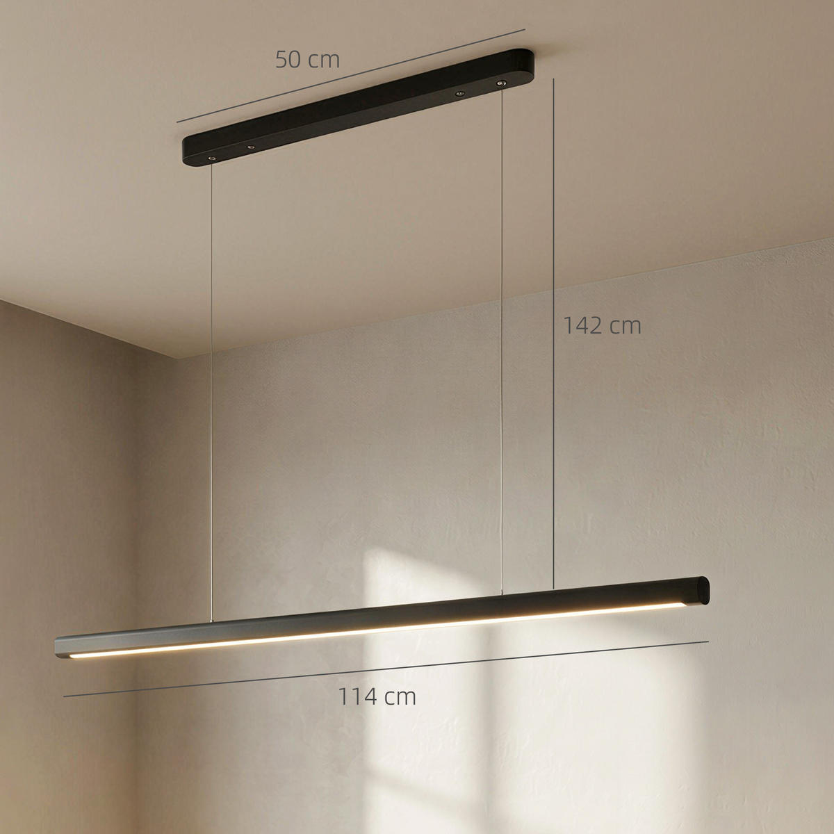 PENDELLEUCHTE Stahl PC Schwarz - Schwarz, Metall (114/3.8/150cm) - HOMCOM