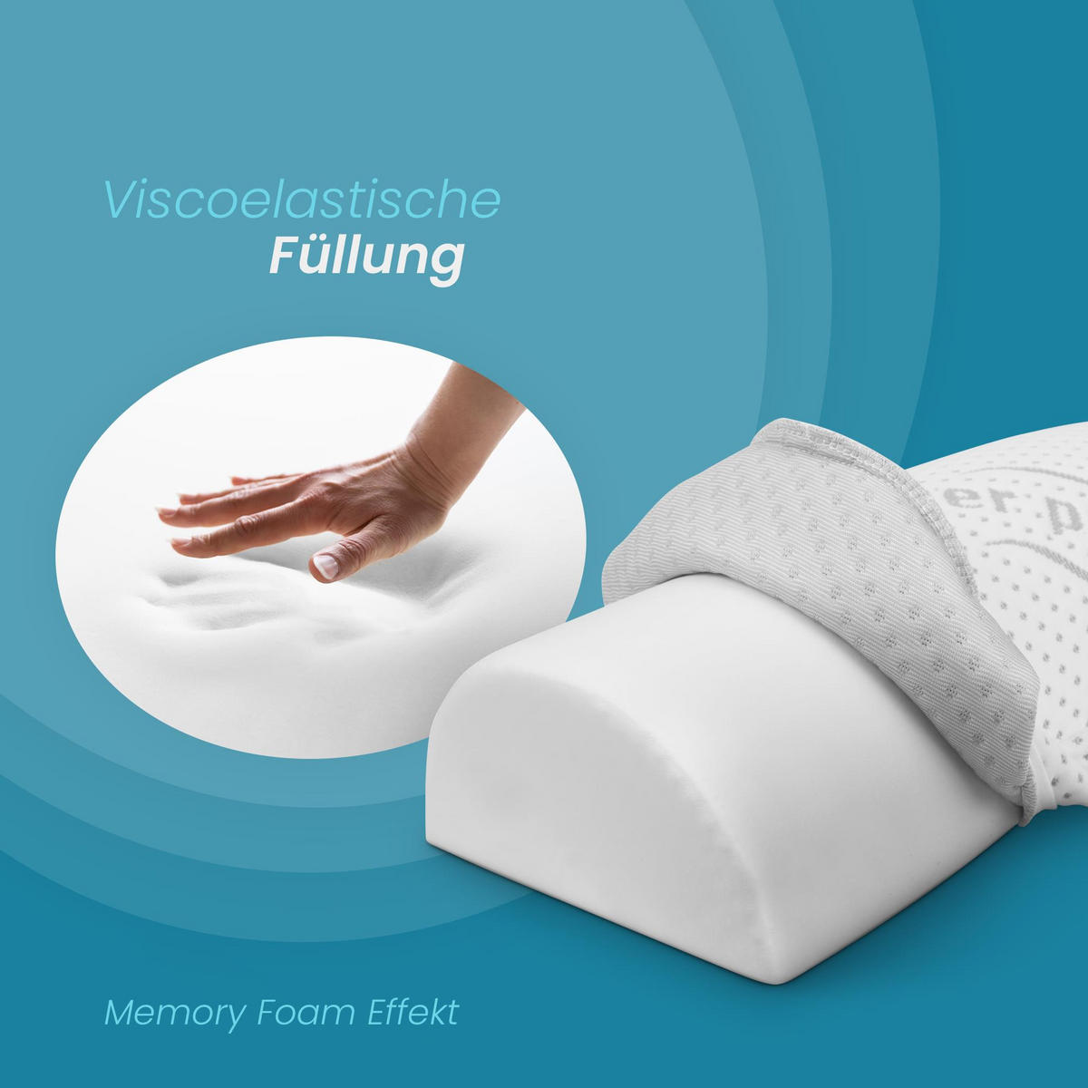 VISCOELASTISCHE Nackenkissen - Silver Protect 20x42 cm - Halbrolle - Weiß, Textil (20/40cm) - Bestlivings