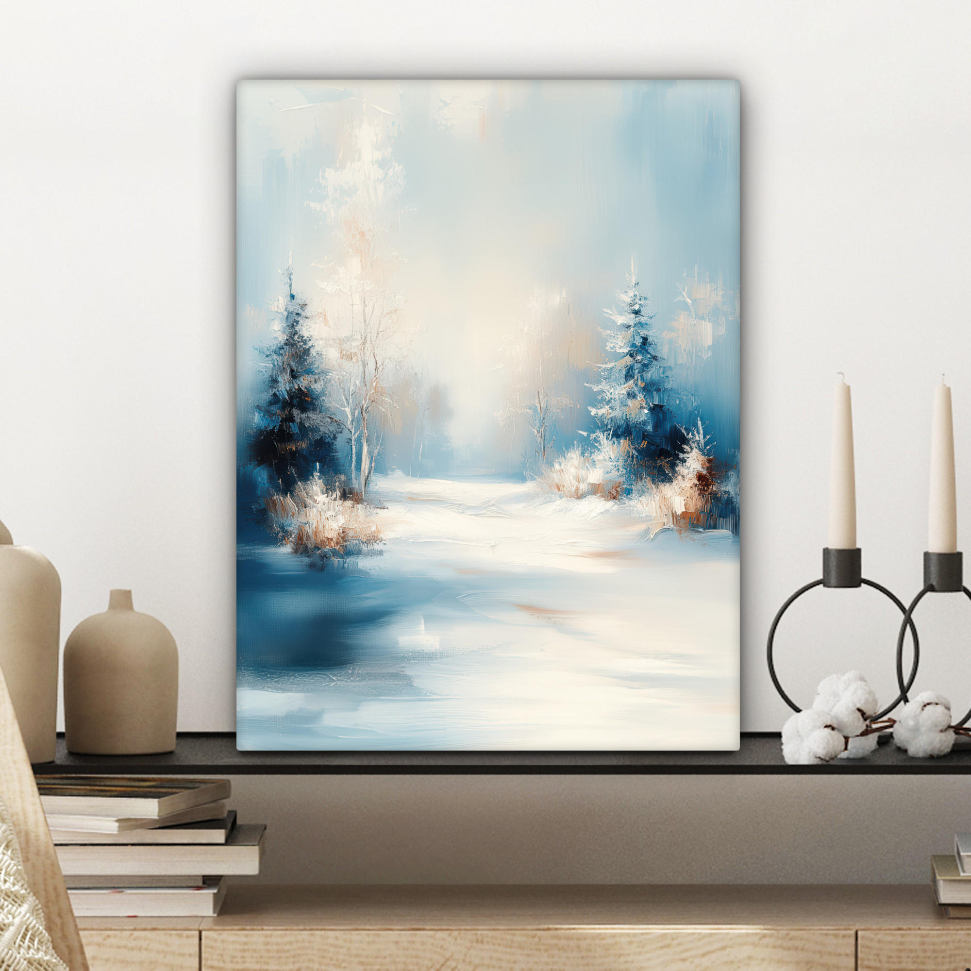 LEINWANDBILD Wald - Winter - Natur - Abstrakt - Schnee 30x40 cm - Weiß, Textil (30/40cm) - MuchoWow