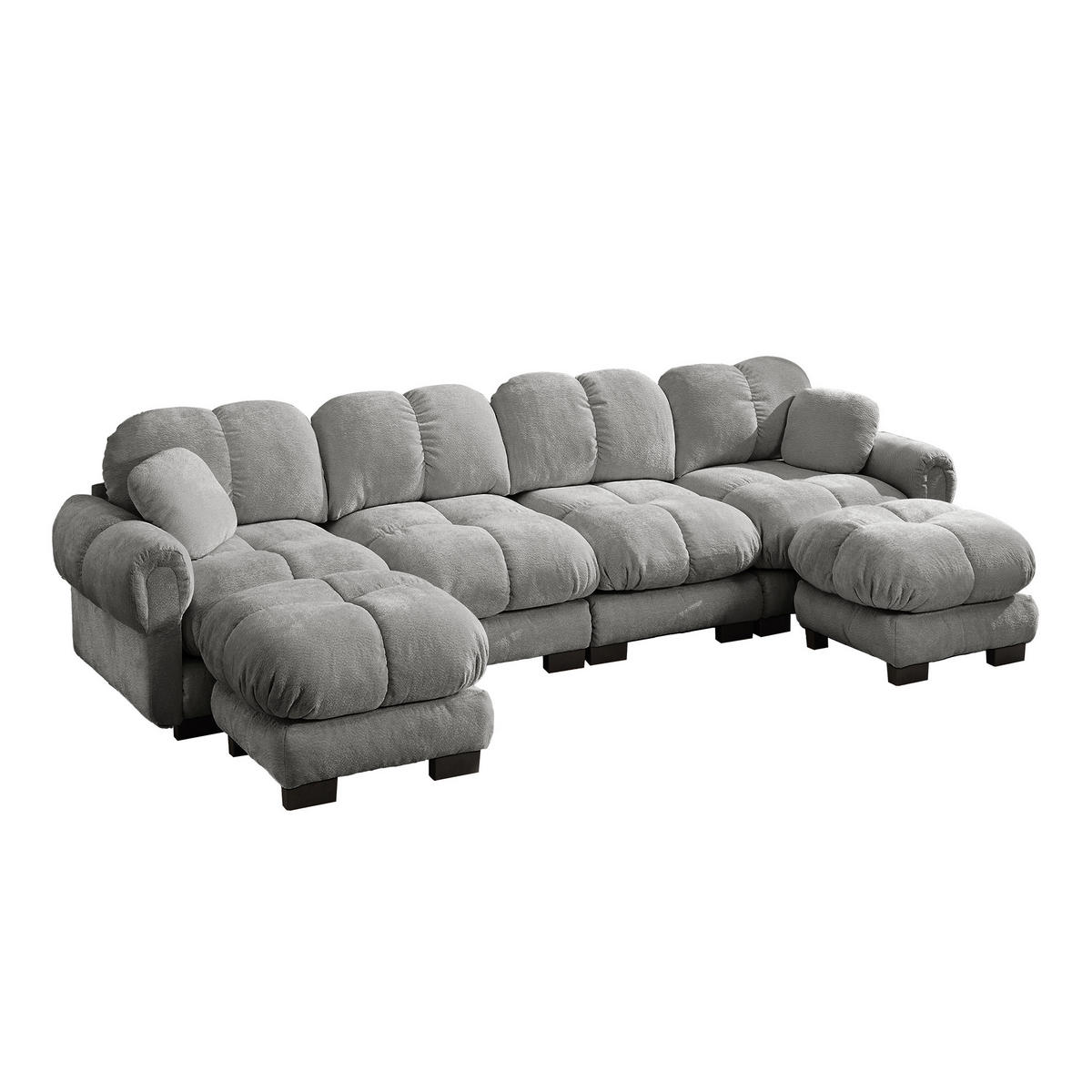 SOFA U-Form 4-Sitzer Chenille Hellgrau - Hellgrau, Holz (149/90/330.1cm) - Meubliv