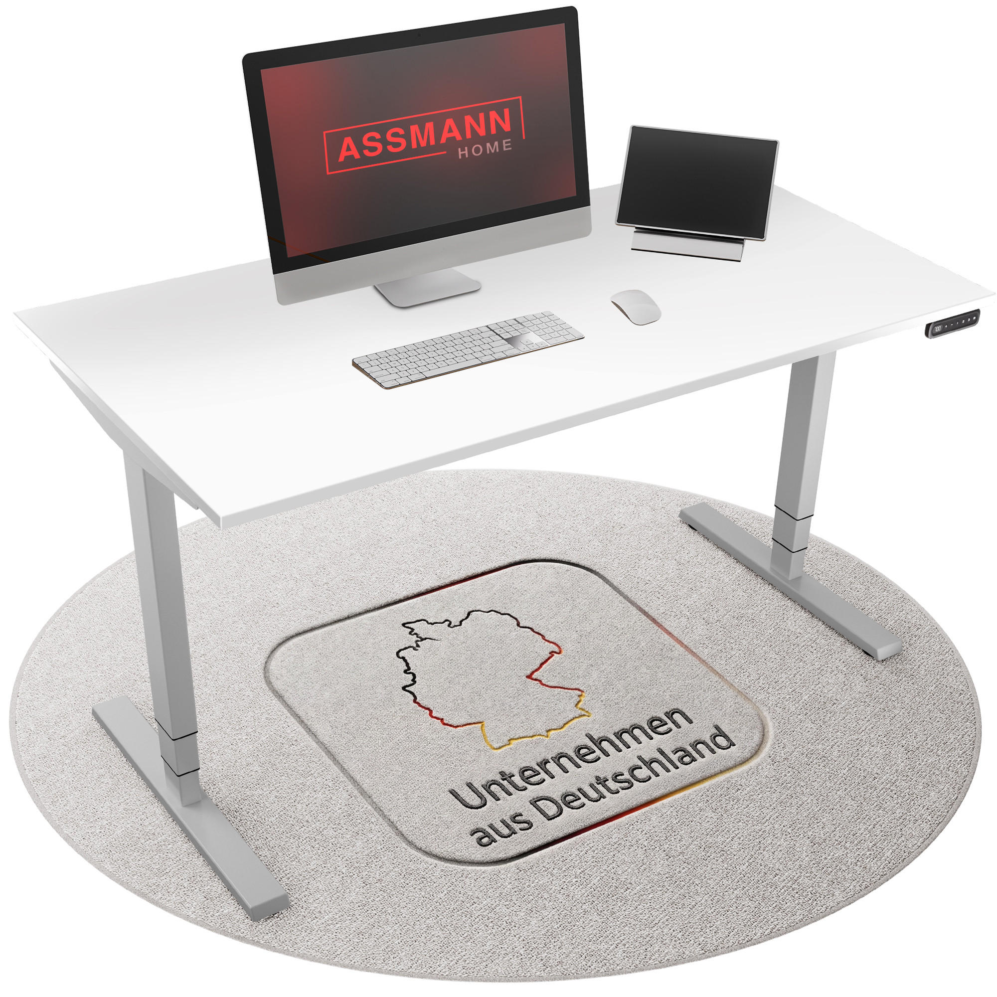 SCHREIBTISCH Elektrisch höhenverstellbarer Schreibtisch Y-Line Signalweiß Weißaluminium 160/70/62-127cm - Weiß Hochglanz/Silberfarben, Holzwerkstoff/Metall (70/160/127cm) - ASSMANN