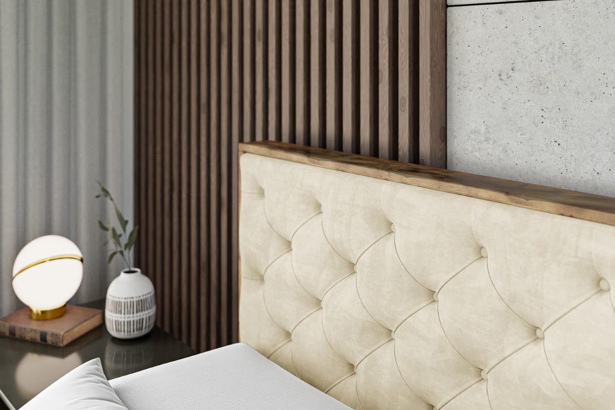 BOXBETT mit Matratze H3 und Lattenrost - LOLLI3 - 200x200 - Beige - Braun, Holzwerkstoff/Kunststoff (200/200cm) - ALTDECOR
