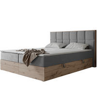 BOXBETT LAVIO II 200/200 cm, in Grau, mit Matratze und Topper - Grau, Holzwerkstoff/Textil (200/200cm) - Idohome