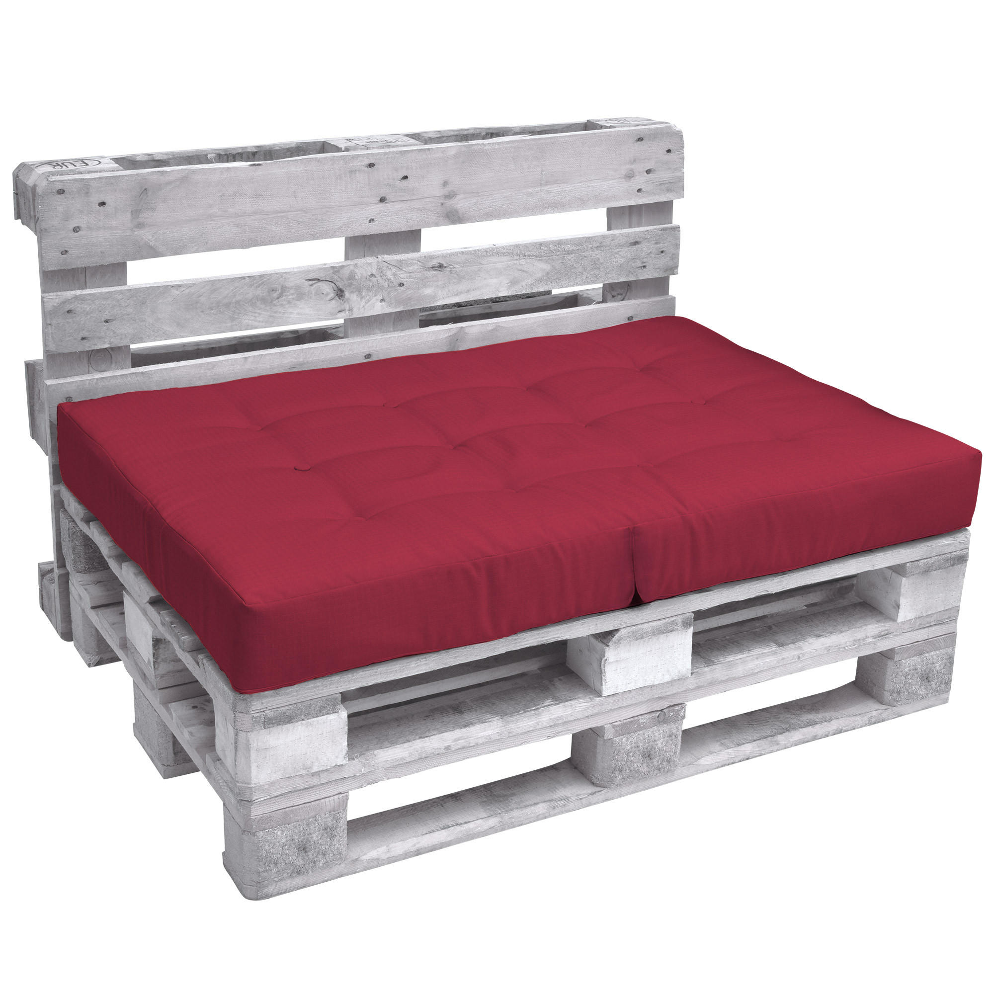 Beautissu Palettenkissen Rot 80x15x120 cm