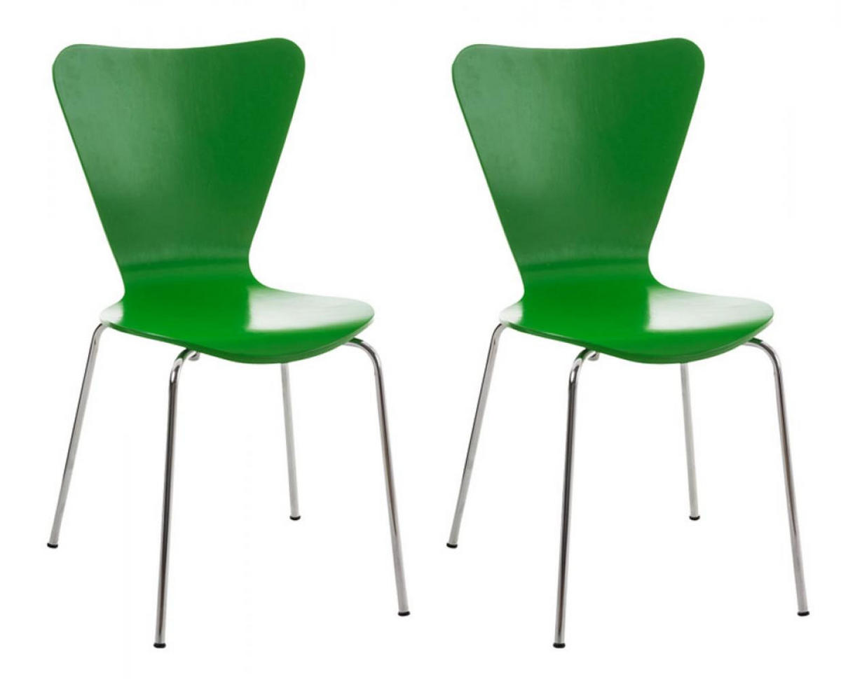 BESUCHERSTUHL 2er Set Holz grün - Grün, Holz/Metall (45/85/49cm) - CLP