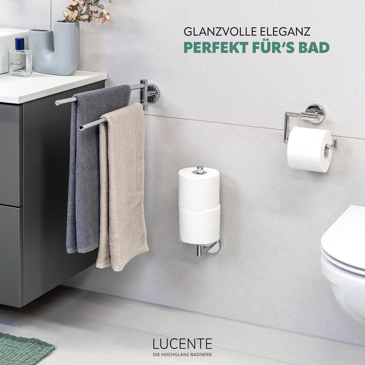 ERSATZ-TOILETTENPAPIERHALTER Lucente, Edelstahl - Chromfarben, Metall (10/29/14cm) - bremermann