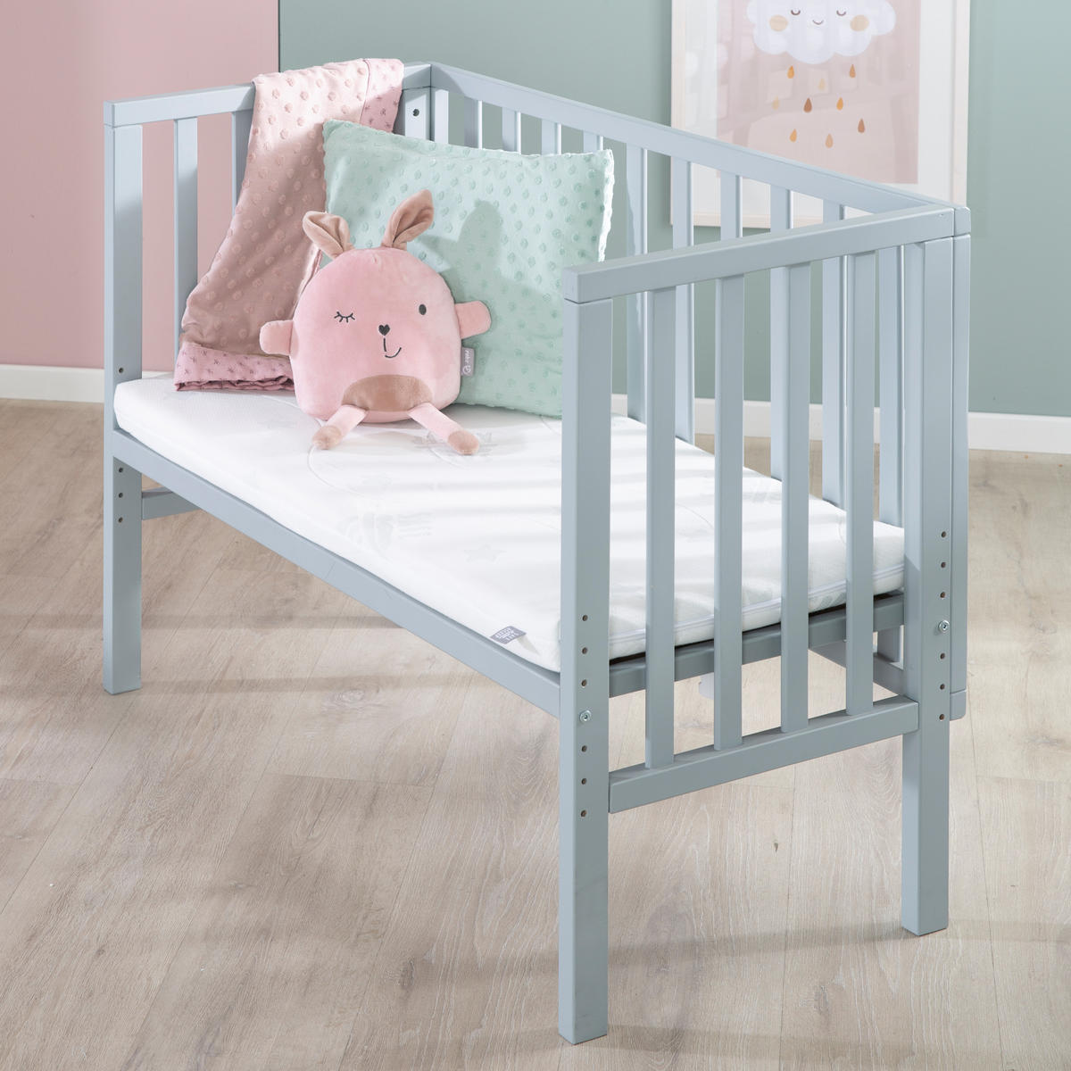 BEISTELLBETT 3in1 Set 90 x 45 cm - Taupe/Weiß, Holzwerkstoff (45/90cm) - Roba
