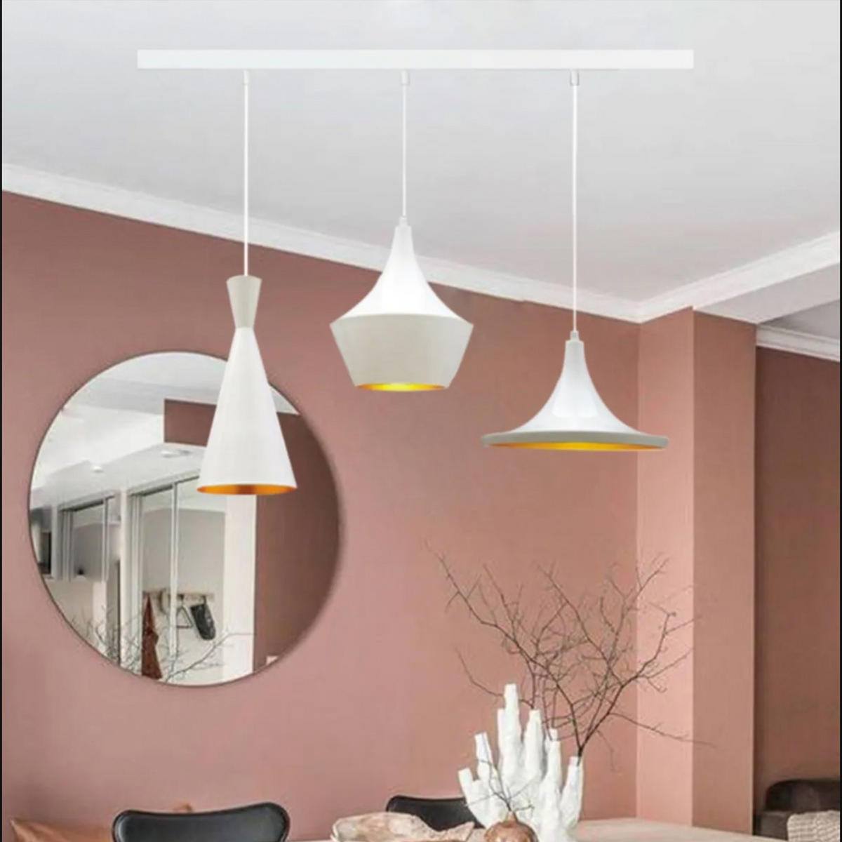 PENDELLEUCHTE Vintage 115/120 cm - Goldfarben/Weiß, Metall (115/120cm) - Bamyum