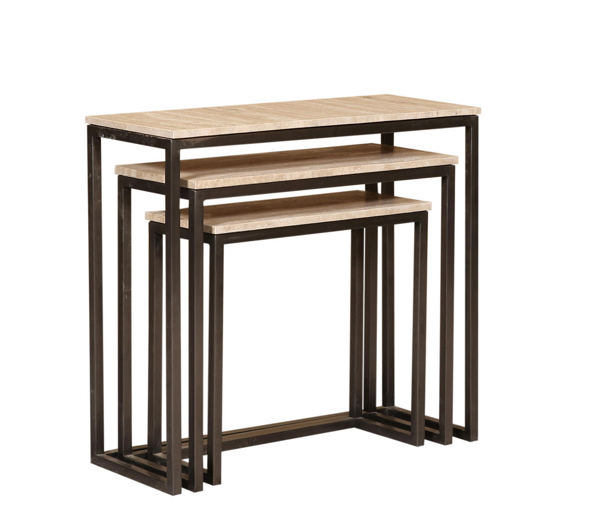 BEISTELLTISCH Zoah Schwarz 70/29/65cm 3er-Set - Schwarz, Metall (70/29/65cm) - PTMD Collection