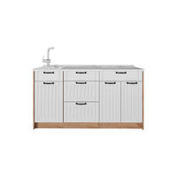 KUCHYNSKÝ BLOK Fame-Line, Biely vidiecky dom/Dub Goldkraft, 150 cm, AP Marble - biela/dub medový, kompozitné drevo (150/82/60cm) - Vicco