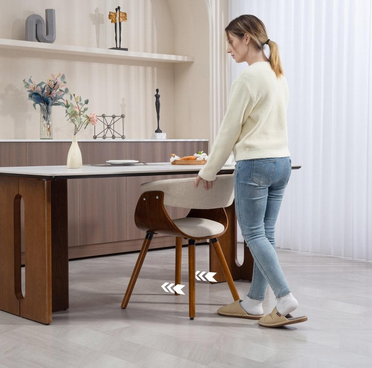 ESSZIMMERSTUHL mit Rückenlehne 62 x 55 x 75 cm Polyester Beige - Beige, Metall (55/75/62cm) - Meubliv