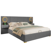 POLSTERBETT 180x200 cm in Grau mit LED-Kopfteil, USB-Anschlüssen und Stauraum - Grau, Textil (180/200cm) - IVMEU