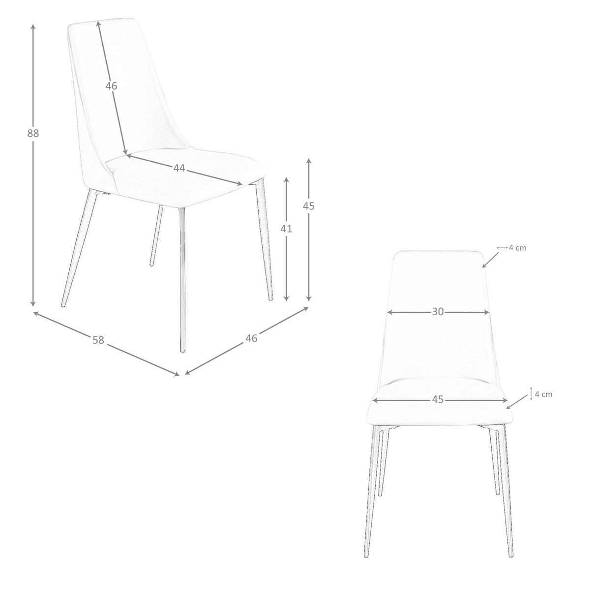 STUHL Hellgrau Kunstleder 46/58/88 cm - Hellgrau/Schwarz, Leder/Metall (46/88/58cm) - ANGEL CERDA