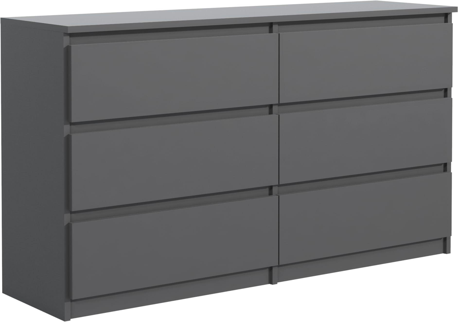 KOMMODE mit 6 Schubladen 120 cm Anthrazit - Anthrazit, Holzwerkstoff (120/78.5/39cm) - MebLocker