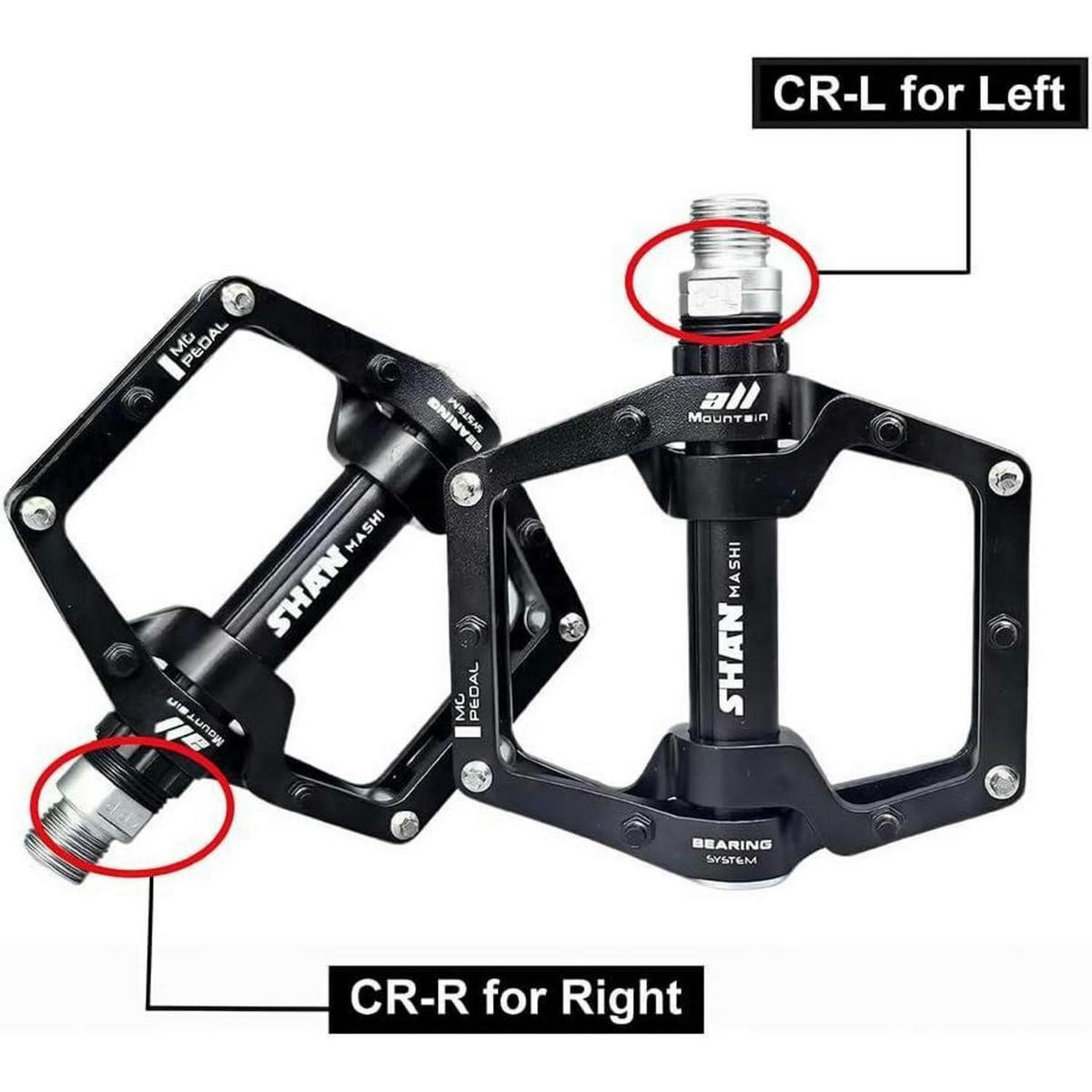 FAHRRADPEDALE Mountainbike-Pedale Aluminium-Legierung 9/16 Zoll Sealed Bearing Anti-Rutsch Schwarz - Schwarz, Metall (9/2.7/10.2cm)