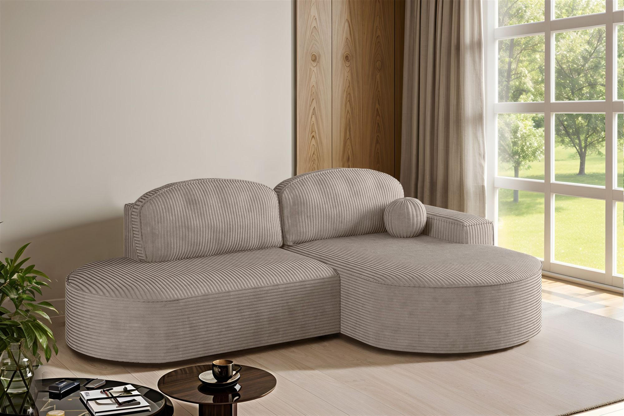 ECKSOFA Girona Mit Schlaffunktion - Braun, Holzwerkstoff/Textil (278/179cm) - Fun Möbel