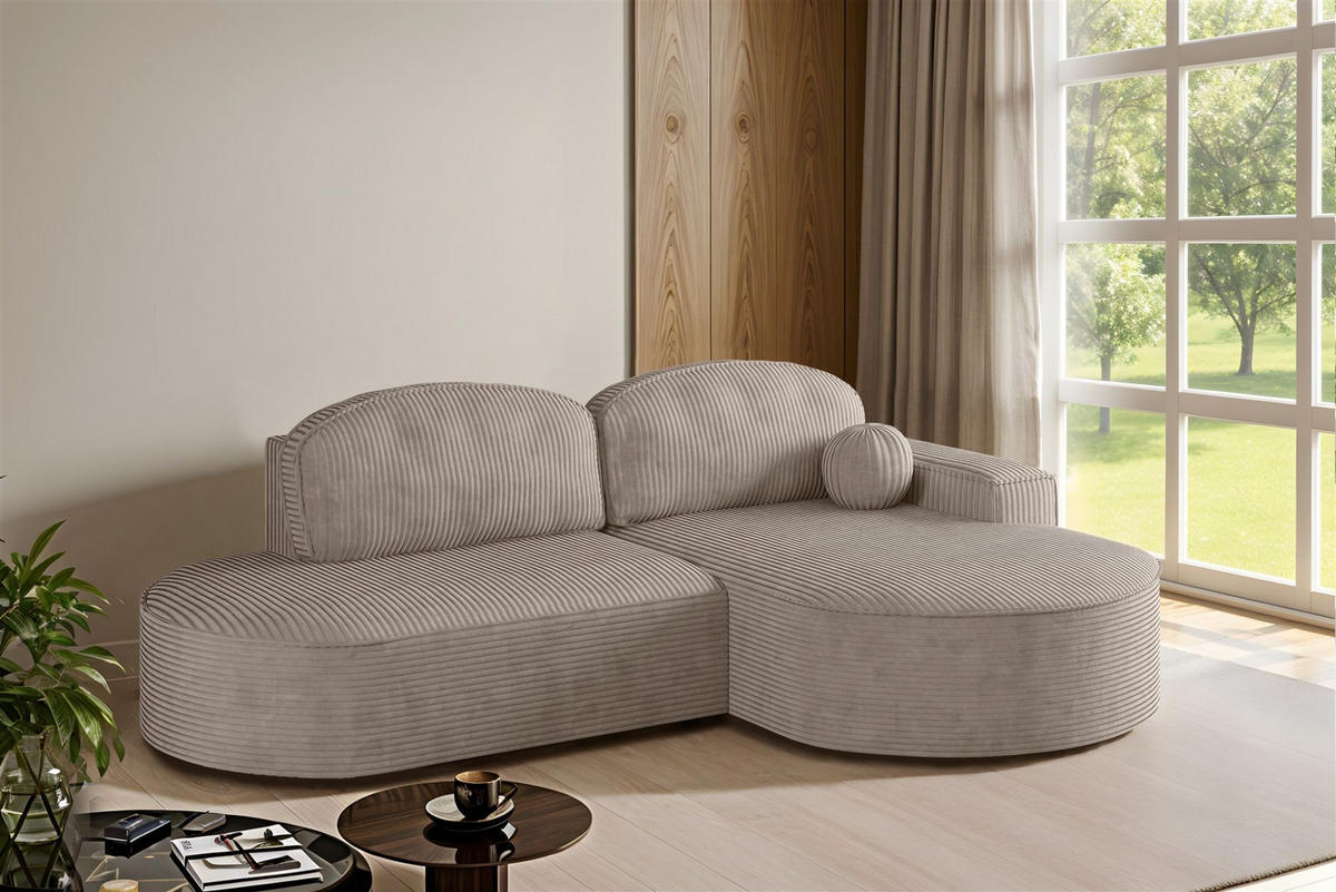 ECKSOFA Girona Mit Schlaffunktion - Braun, Holzwerkstoff/Textil (278/179cm) - Fun Möbel