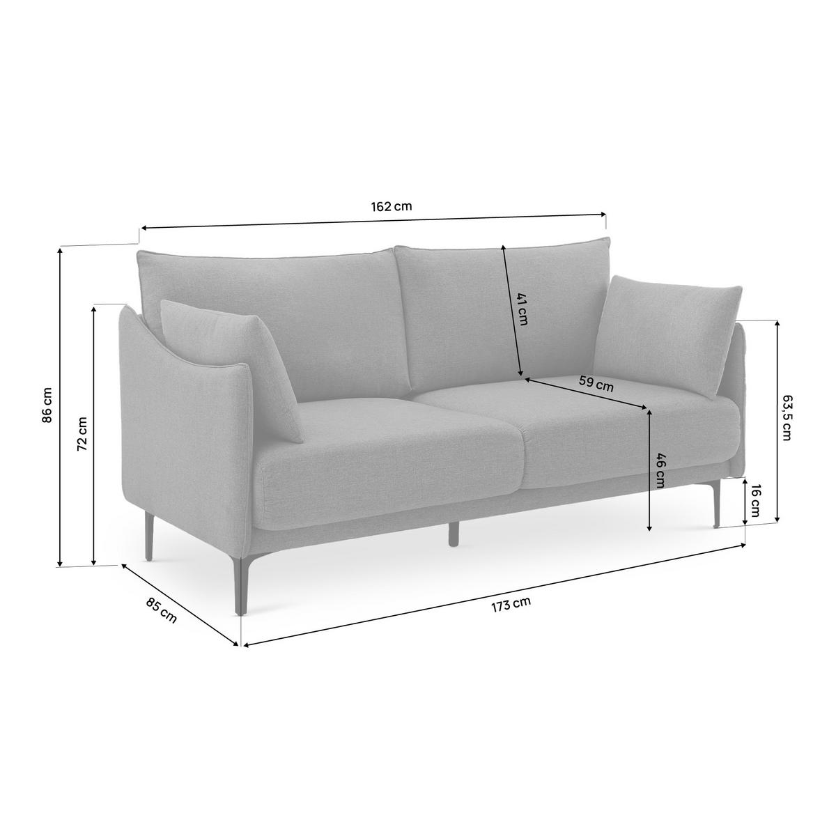 2-SITZER-SOFA Sasha industrielles aus dunkelgrauem Stoff - Dunkelgrau/Schwarz, Holzwerkstoff/Textil (173/86/85cm) - Sicaan