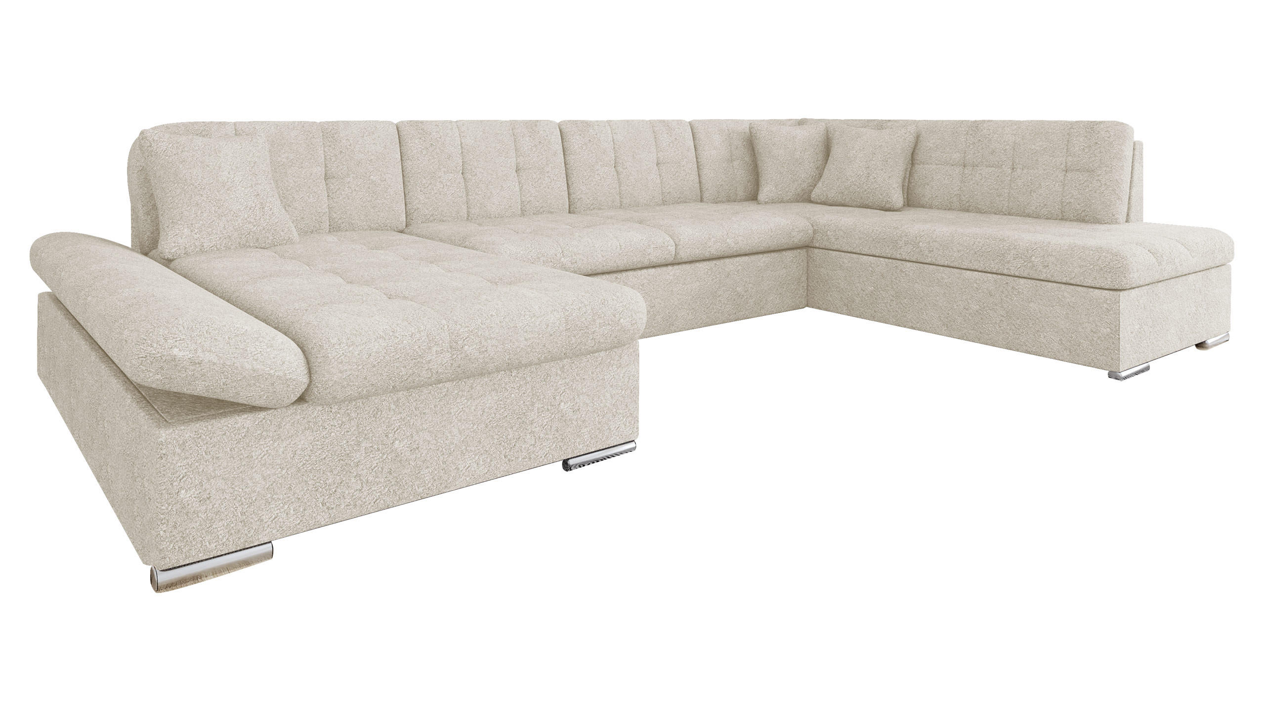 ECKSOFA Bergen, Seite: Links - Silberfarben/Naturfarben, Holz/Textil (345/76/205cm) - MIRJAN24