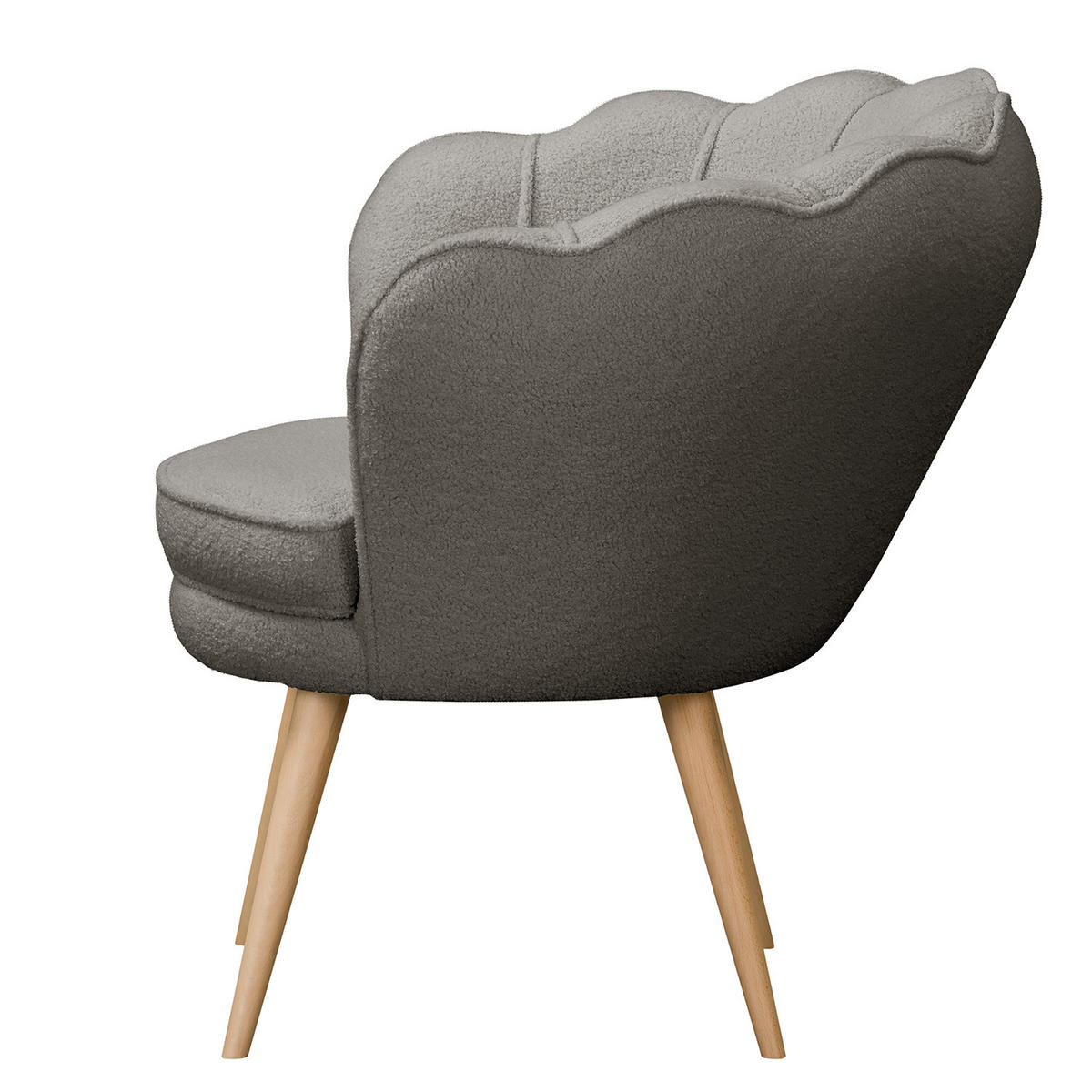 SESSEL - Bouclé, Füße Hell - Dunkelgrau/Beige, Birkenholz/Textil (75/74/75cm) - home24