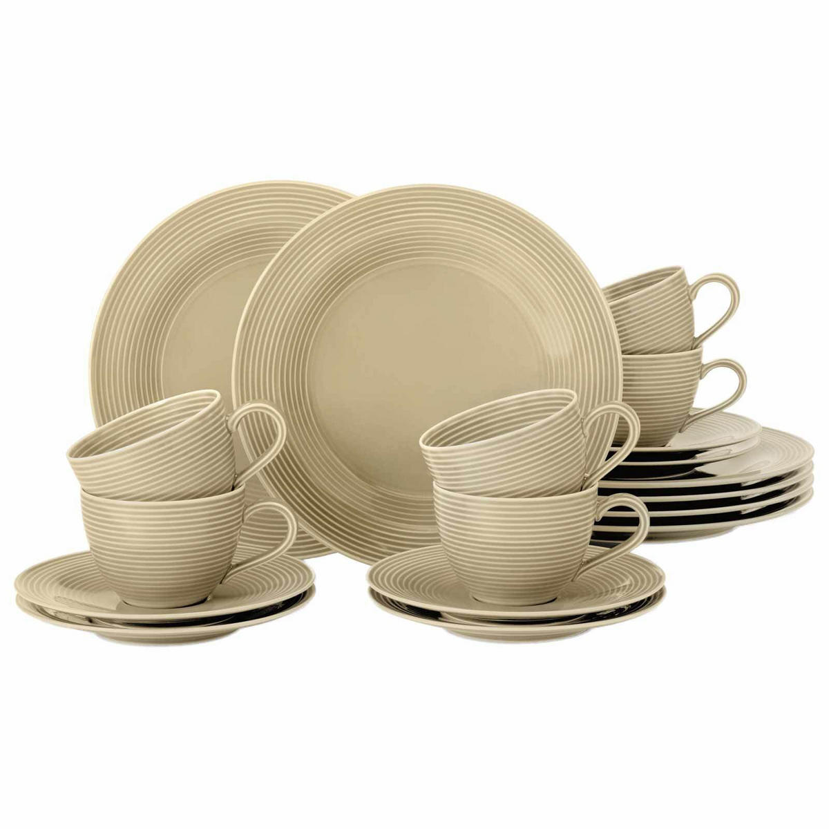 KAFFEESERVICE Beat Color Glaze Sandbeige 18er Set - Beige, Keramik (24/18.1/43cm) - Seltmann Weiden