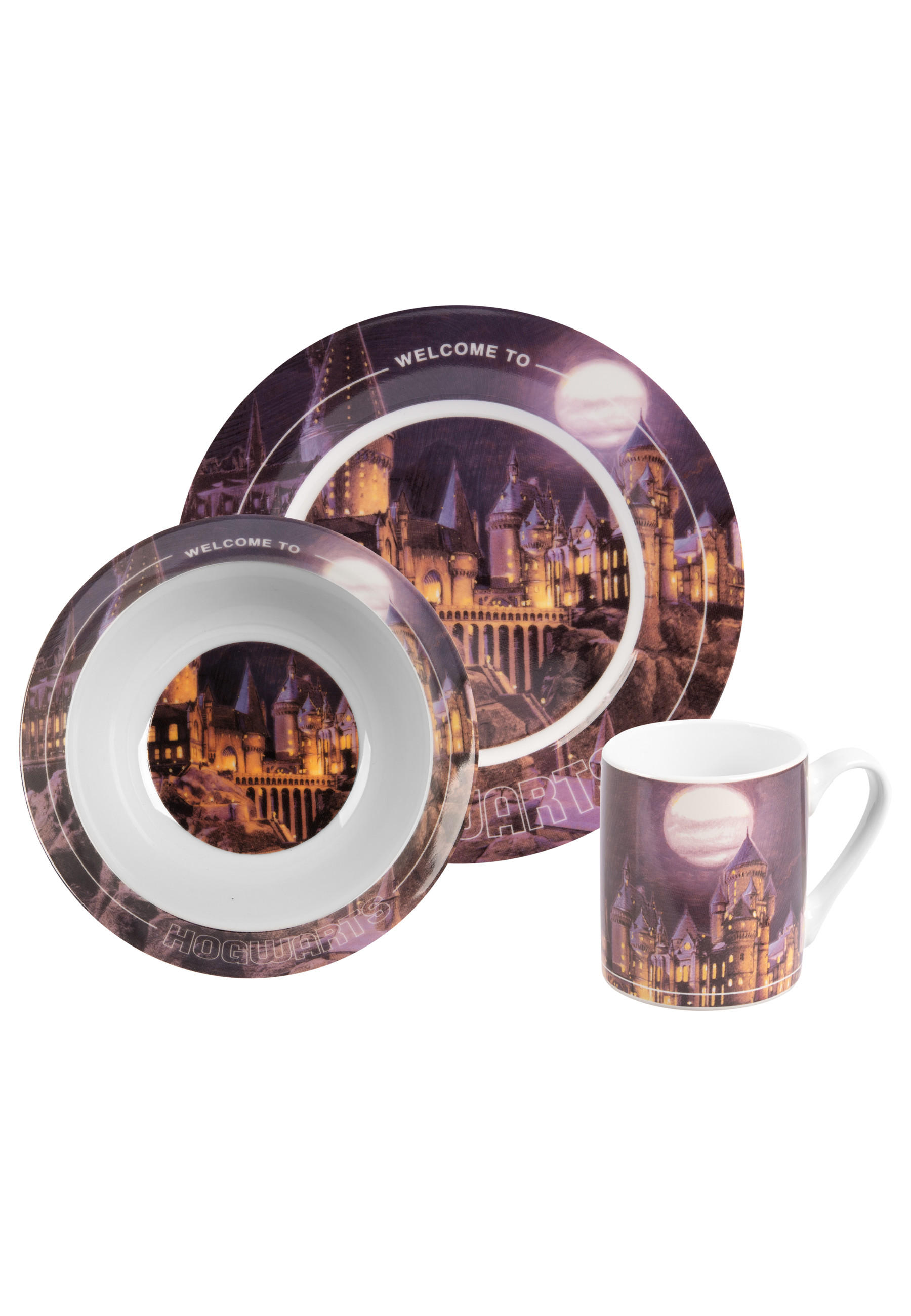 FRÜHSTÜCKSSET Harry Potter Hogwarts Mehrfarbig 3-teilig - Multicolor, Keramik (23.8/11.2/23.3cm) - United Labels