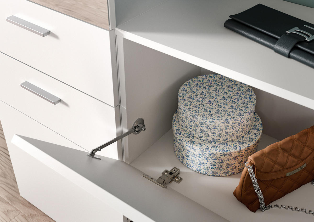 GARDEROBE Set weiß 104 x 190 cm, Komplettset 2-teilig mit Spiegel - Silberfarben/Weiß, Glas/Holzwerkstoff (104/190/36cm) - Inn.Furn