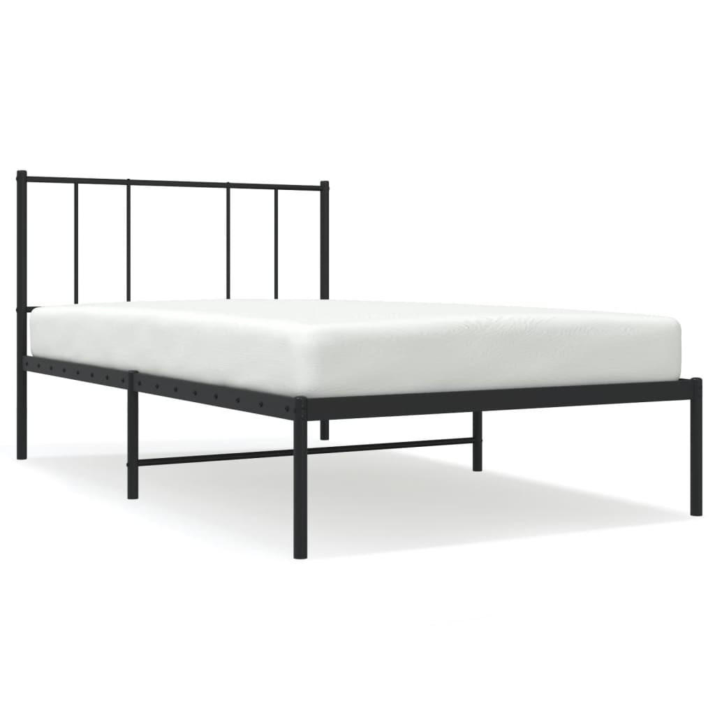 BETTGESTELL Mit Kopfteil Metall Schwarz 90/200 Cm - Schwarz, Metall (90/200cm) - vidaXL