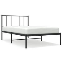 BETTGESTELL Mit Kopfteil Metall Schwarz 90/200 Cm - Schwarz, Metall (90/200cm) - vidaXL