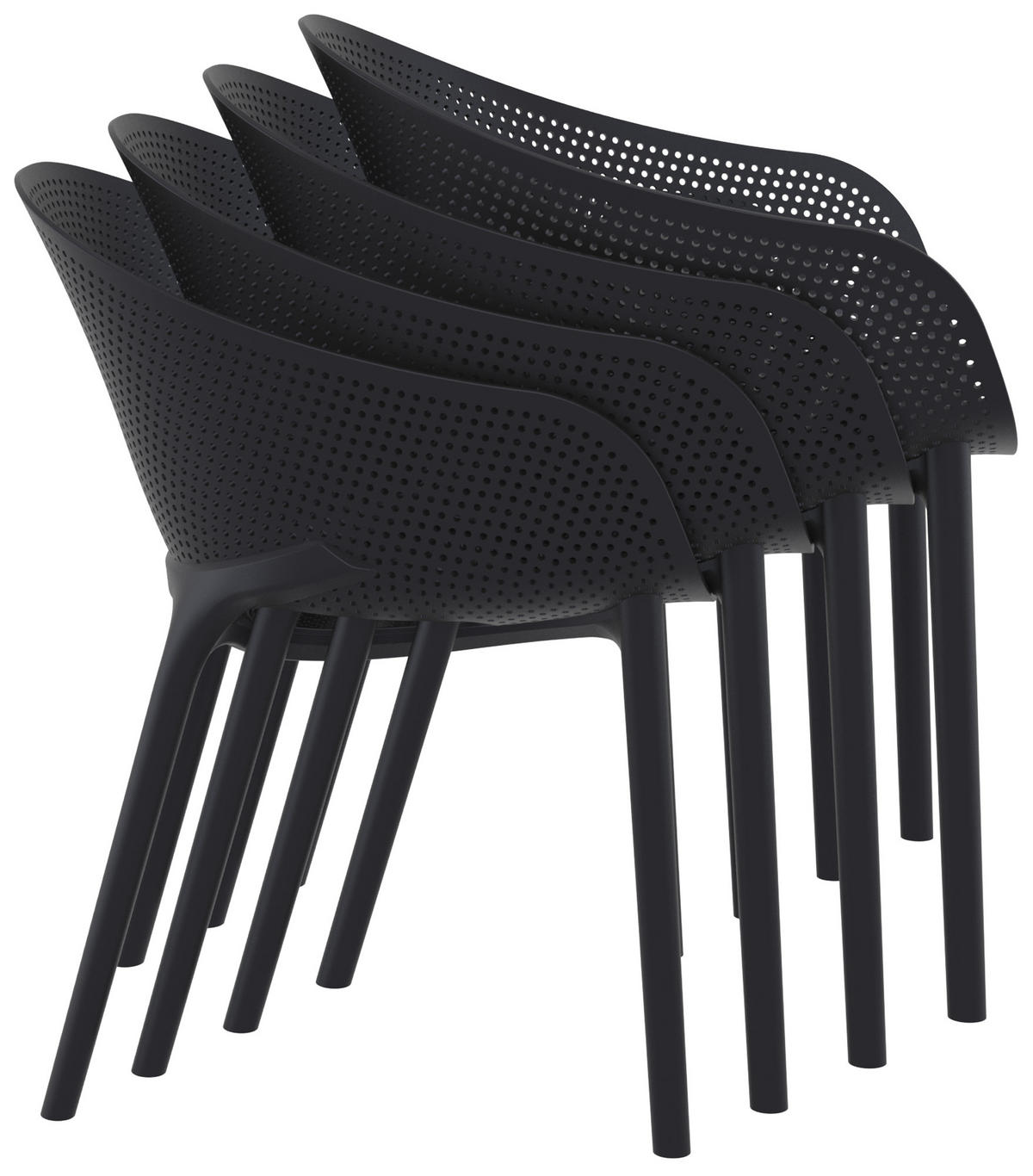 GARTENSTUHL Kunststoff Schwarz - Schwarz, Kunststoff (54/81/50cm) - CLP