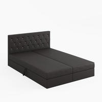 BOXBETT CRYSTAL 140/200 cm, in Dunkelgrau, Velours-Stoff, Bettkasten, Matratze, Topper - Dunkelgrau, Textil (140/20cm) - Barchello
