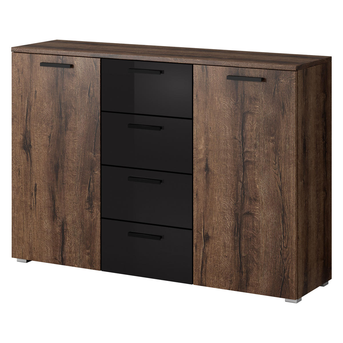 SIDEBOARD COSMICO 132/93/38 cm mit 4 Schubladen und 2 Türen Braun - Braun, Holzwerkstoff (132/93/38cm) - MASSENO