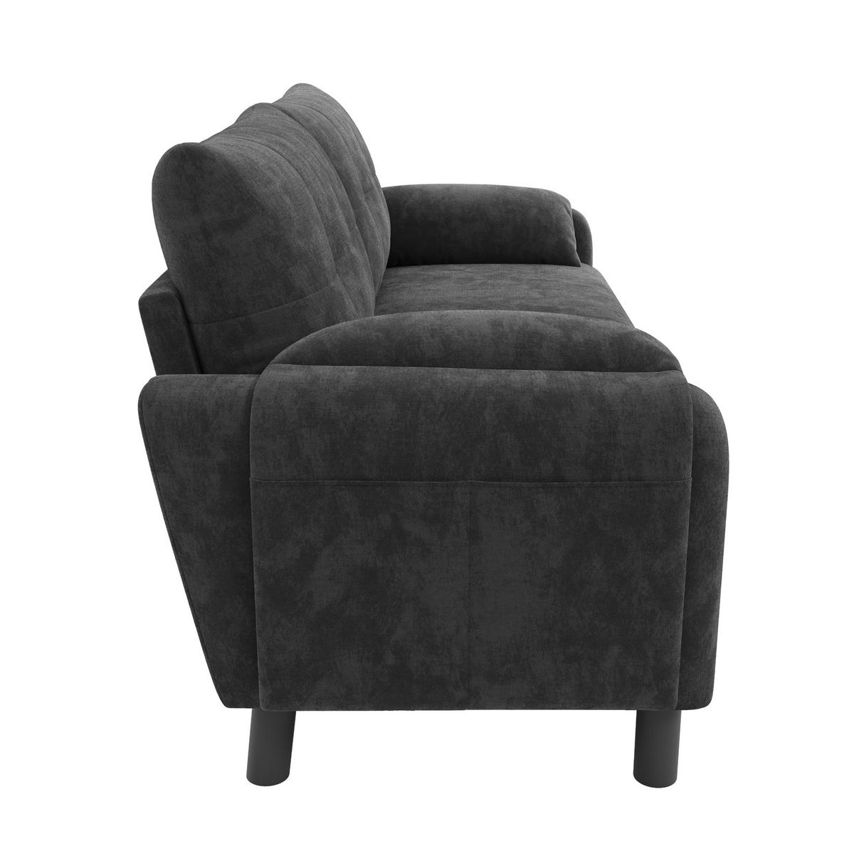 2-SITZER Sofa Chenille mit Seitentaschen und 2 Kissen 158/80/88,5 cm Grau - Grau, Textil (80/88.5/158cm) - Redom