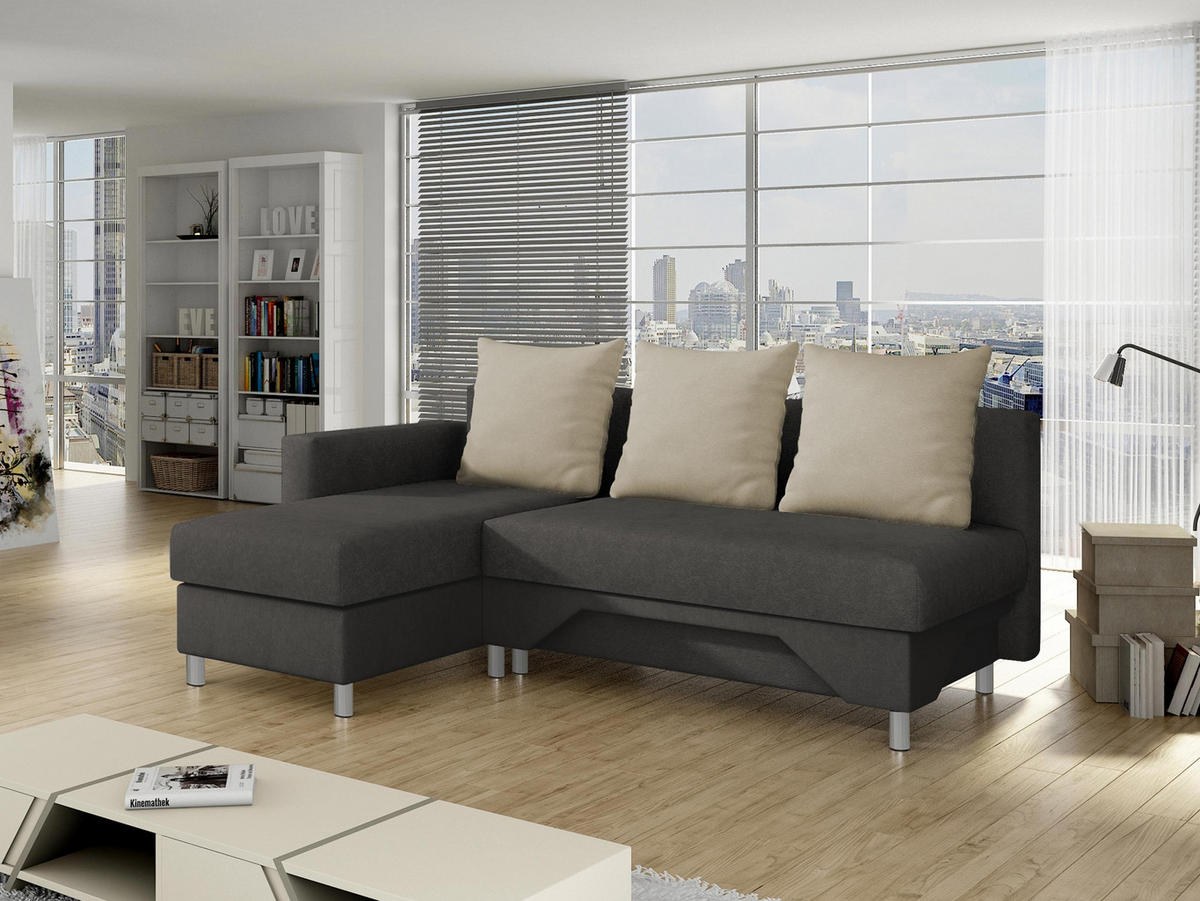 ECKSOFA Tom, Seite: Links - Dunkelbraun/Beige, Holz/Kunststoff (215/133cm) - MIRJAN24