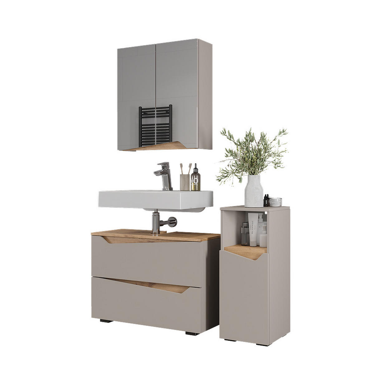 KOUPELNOVÝ NÁBYTEK Marelle Greige/Umělec - šedobéžová/dub artisan, kompozitní dřevo (80/57.5/35cm) - Vicco