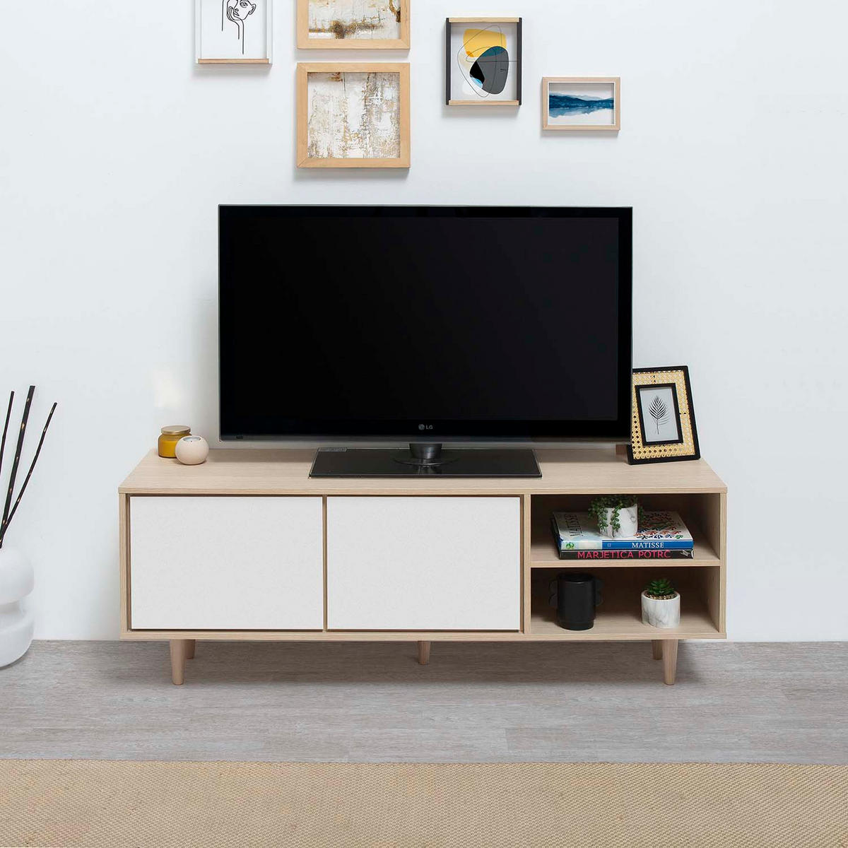 TV-ELEMENT Denia 2 Türen Eiche/Weiß - Weiß, Holzwerkstoff (140/53/40cm) - VS Venta-stock