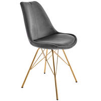 STUHL SCANDINAVIA MEISTERSTÜCK Samt Dunkelgrau 85 cm - Goldfarben/Grau, Textil/Metall (49/86/57cm) - riess-ambiente