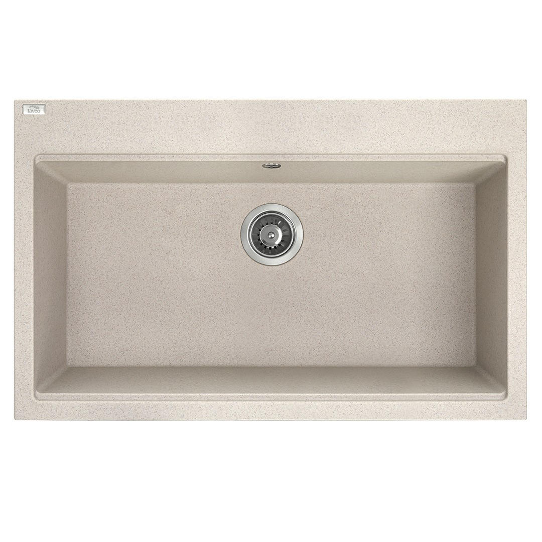 EINBAUSPÜLE TAU Beige, Einzelbecken, 50/80/21,5 cm - Beige, Stein (50/21.5/80cm) - bad land