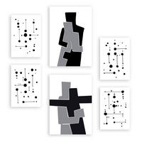 POSTER Set Mit 6 Balck Und Weiß In Liebhaber Abstrakt A3 & A4 Rahmenlos - Klar, Papier (29/3cm) - Nacnic