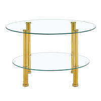 COUCHTISCH aus Glas und Metall 70x70x42 cm Gold/Transparent mit zwei Ebenen - Transparent, Glas (70/70/42cm) - IVMEU