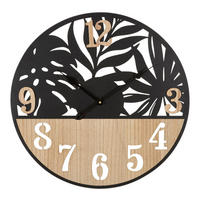 WANDUHR Palm, schwarz und braun, Eisen und MDF, 60 x 2,5 x 60 cm, Motiv: Palme - Schwarz/Braun, Holzwerkstoff/Metall (60/60/2.5cm) - Mauro Ferretti